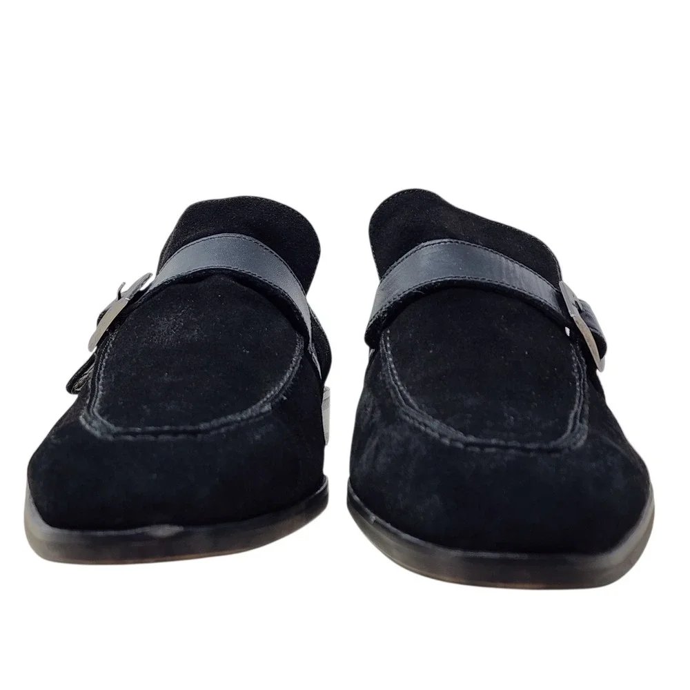Torento Monk Strap Loafers 45 US 12 Mens Black Suede Leather Handmade Dress $329